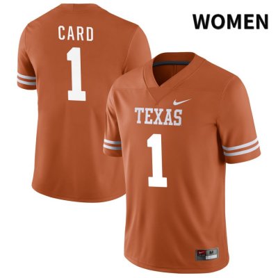 Texas Longhorns Women's #1 Hudson Card Authentic Orange NIL 2022 College Football Jersey XEN15P7S